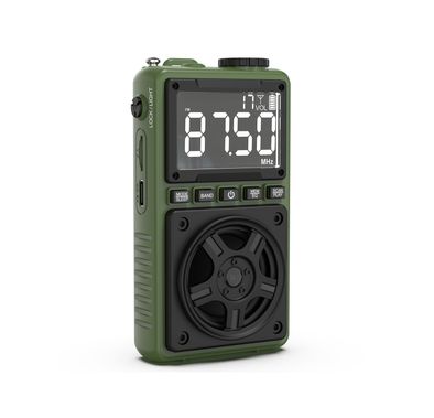 Green Lion Voyager Portable Radio with Bluetooth Speaker, 1.2W Flashlight, 6-7 Hours Playtime, 8-10m Transmission Range, Auto-Scan Mode, Lock & Sleep Function, 1.5 Hours Charging Time - Green