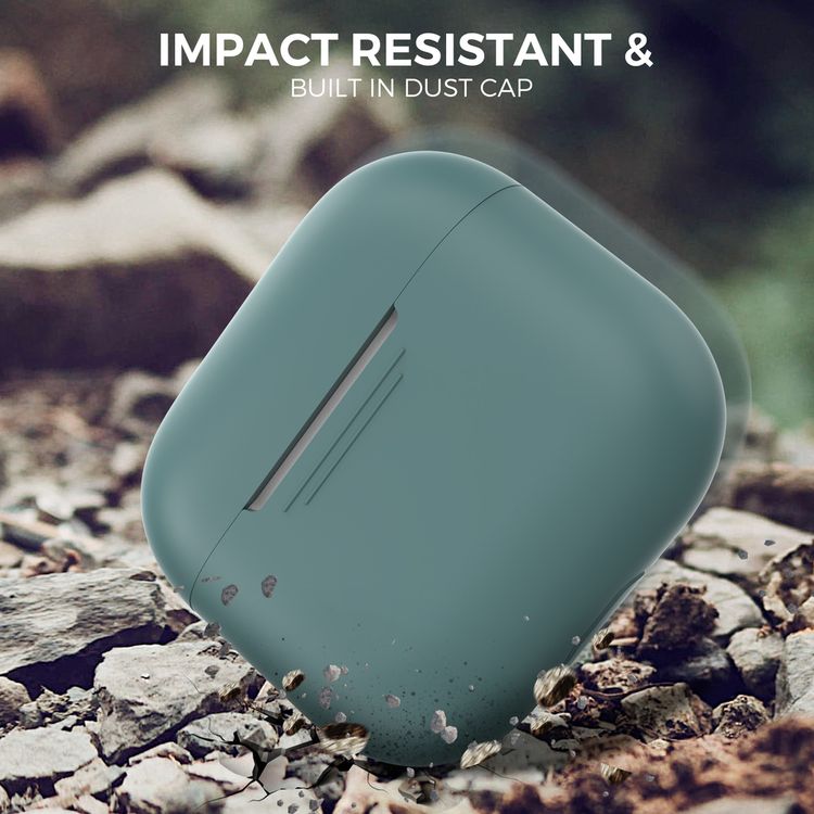 AhaStyle PT176-MG Full Cover Silicone Case for Airpods 3 Drop Shock Protection, Front LED Visible Cover with Carabiner Suitable with Wireless Chargers - Green