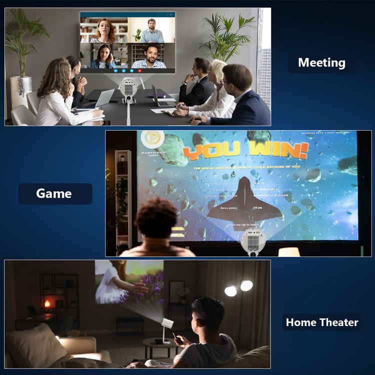 Porodo Lumos Smart HD Projector with Adjustable Telescopic Stand, 100" Ultra Wide Screen, Android 13, Remote Controller, 2.69" LCD Panel Size, ×1 HD Multimedia & ×1 USB-A & ×1 Audio Inerface, 50"-100" Projection Size, 1.2-4m Projection Distance, Cinematic Screen Viewing - White