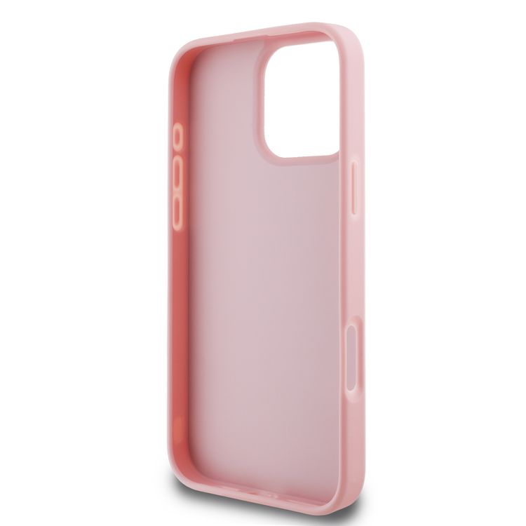 Karl Lagerfeld Wrinkled Design PU Hard Case with Metal Signature Logo for iPhone 16 Pro Max, Slim Profile, Comfortable Grip, Drop Protection, Lightweight, Sustainable Packing - Pink 