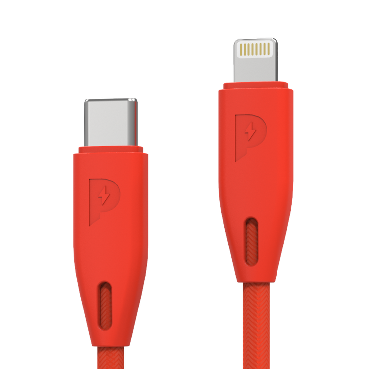 Powerology Fast Charging Cable, [MFi Certified] USB C to Lightning Braided Fast PD Charge 2 meter / 6.6 feet with iPhone 12 Pro Max/12 Mini/12, 11 Pro Max/11 Pro/11, XS Max/XS/XR/X, 8 Plus/8 (Red)