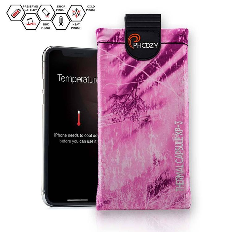 Phoozy XP3 Realtree Series Thermal Mobile Phone Case Capsule with Internal Stash Pocket, Weatherproof Pouch, Floating Case Bag, Multi Attachment Strap Pink-Medium