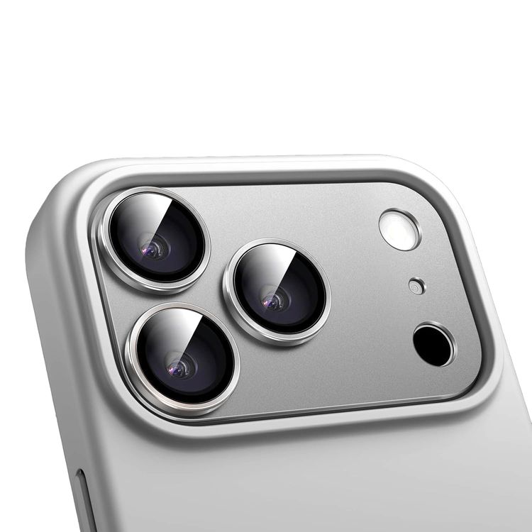 Levelo Trio Pro Camera Lens Protector for iPhone 17 Pro, Anti-Glare Coating, Scratch Resistant, Ultra-Clear Glass, Oleophobic Coating, Double-Sided AR Glass, Detachable Camera Protector, 0.33mm Thickness - Silver