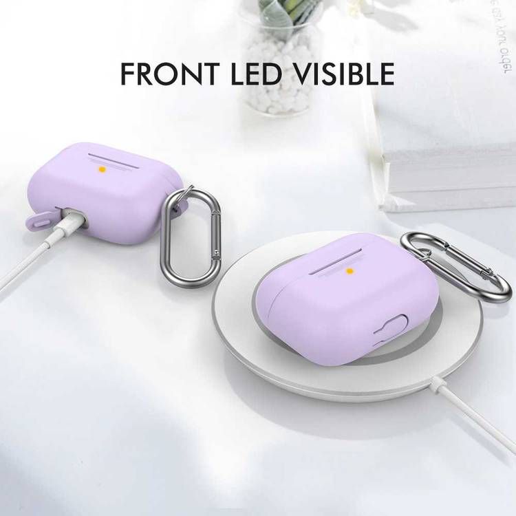 جراب سلسلة مفاتيح سيليكون بغطاء كامل من AhaStyle لهاتف Airpods Pro - لافندر