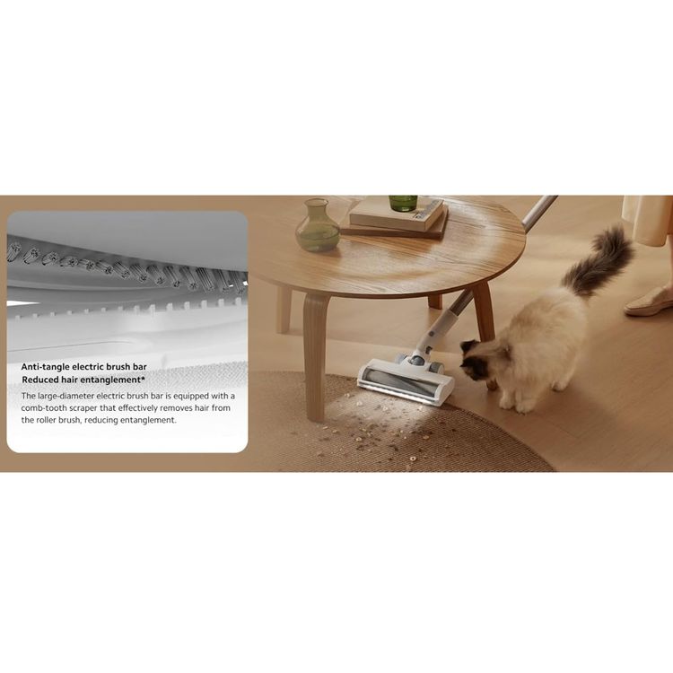 مكنسة شاومي G20 مع ضوء LED للأرضية، بقوة 460 واط، وضغط شفط 25000 باسكال، وسعة حاوية الغبار 600 مل، ووضع توفير الطاقة يصل إلى 60 دقيقة، وفرشاة كهربائية صغيرة، ملحق فوهة 2 في 1 وفوهة كهربائية للأرضية - أبيض