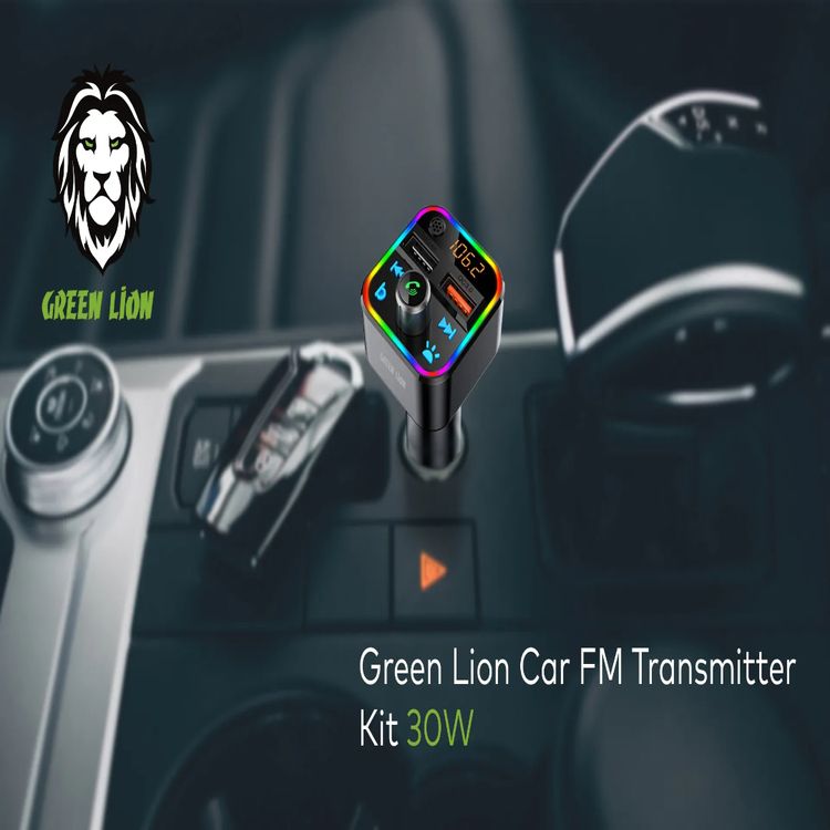 مجموعة أجهزة إرسال FM للسيارة من Green Lion - أسود