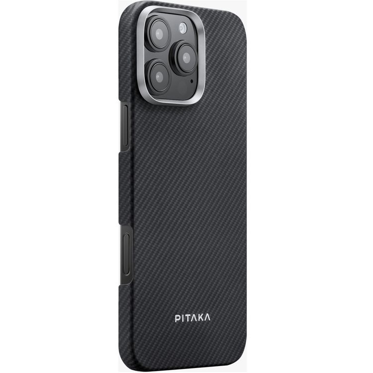 Pitaka Ultra Slim Case for iPhone 16 Pro Max, Compatible with MagSafe, 3D Grip Textured, Raised Camera Lip - Black / Gray 
