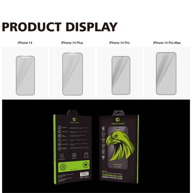 واقي شاشة كامل مطفي من Liberty Guard 2.5D لهاتف iPhone 14 Pro Max، مضاد للخدش ومضاد للكهرباء - شفاف