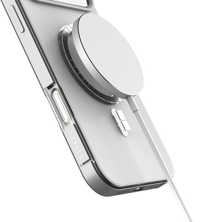 Levelo Opulis MagSafe Frosted Case for iPhone 17 Pro, Liquid Silicone Comfort, Anti-Scratch, Aluminum Alloy Frame for Camera & Edges, Anti-Fingerprint, Strong Magnets, Multi-Layer Design, Shock-Resistant Bumper, Non-Slip Surface - Silverstone