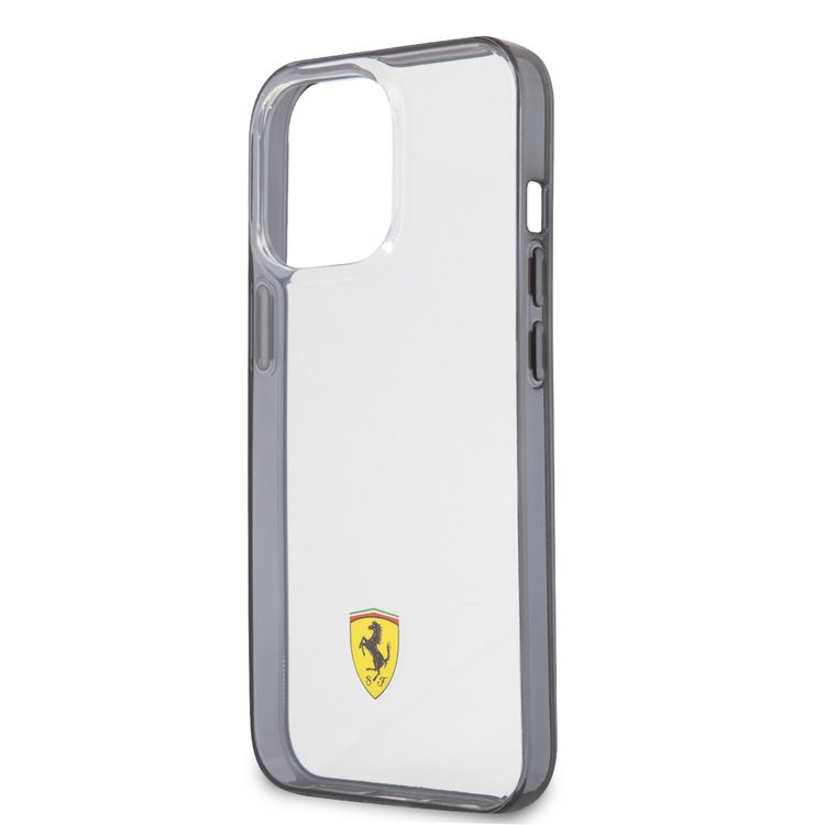 CG MOBILE Ferrari Transparent Case Print Logo Compatible for iPhone 13 Pro Max (6.7") Scratches Resistant, Easy Access to All Ports, Drop & Shock Absorption Protective Back Cover Suitable with Wireless Charging Officially Licensed