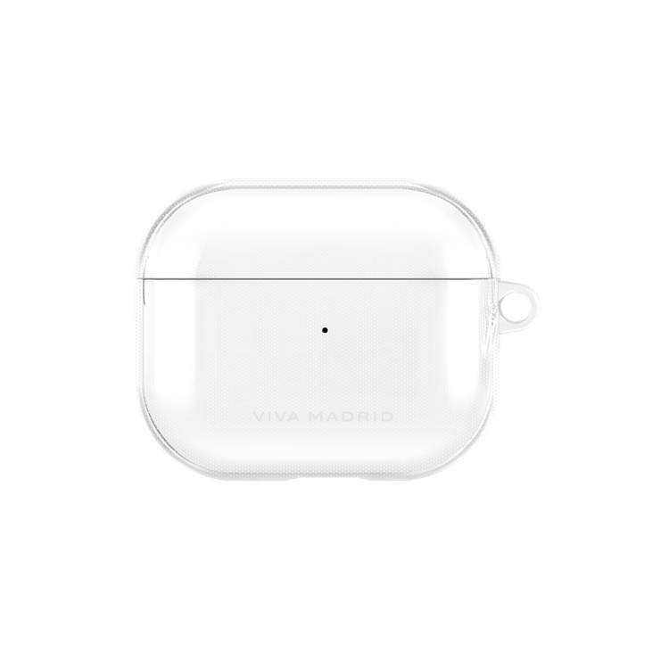 Viva Madrid Clar Case Compatible for AirPods 3 With Silver Keychain, Scratch & Drop Resistant, Dustproof & Absorbing Protective Silicone Cover Suitable with Wireless Chargers - Clear