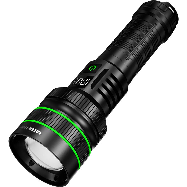 Green Lion Hyper Ray Pro LED Torch with Digital Display, Built-in Power Bank, Up to 7 Hours Working Time, 5 Light modes, 60W Power, Aluminum Alloy Material, 3000 Lumens Brightness - Black