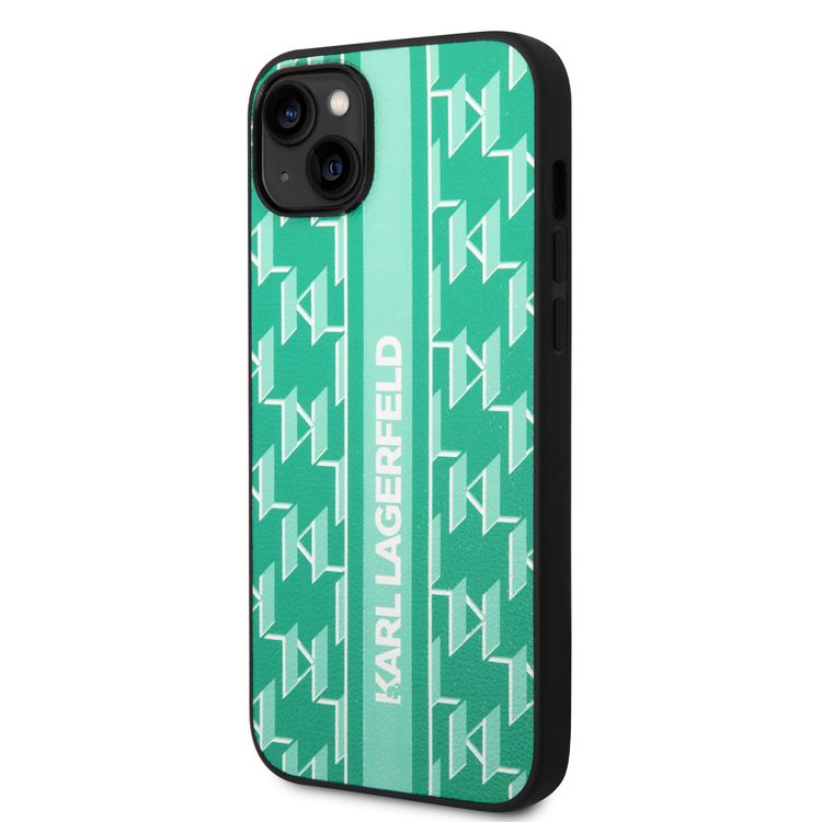 Karl Lagerfeld Grained PU Leather Case with Logomania Pattern iPhone 14 Compatibility - Black