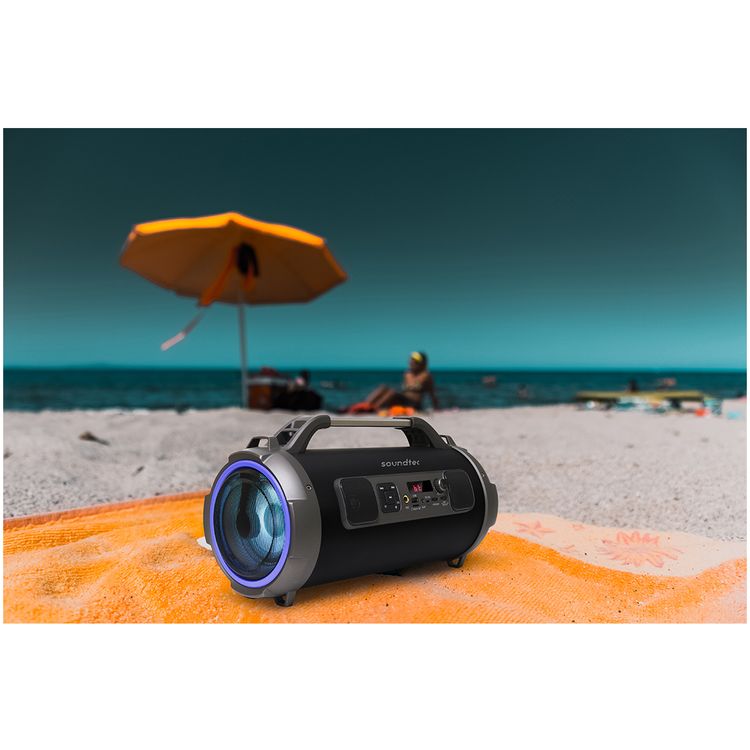 Porodo Soundtec Adventure Speaker with Colorful Lighting Effects, Bass & Concert Modes, Digital Display, 10m Bluetooth Range, 24W Total Power, Portable - Black