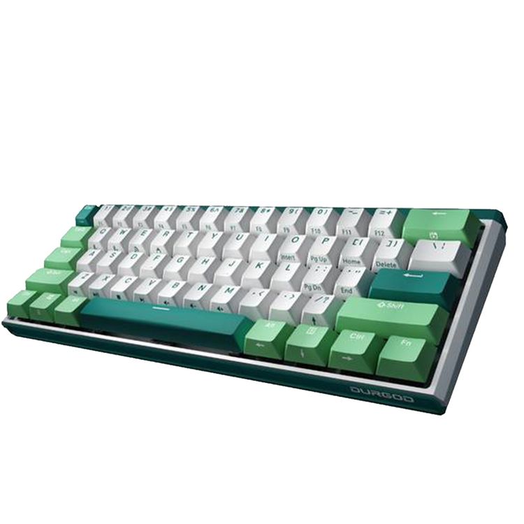 -61 مفتاحًا (تخطيط 60%)، لوحة مفاتيح ميكانيكية لاسلكية Durgod K330W Gateron Crystal Doubleshot PBT (أحمر، بني) - أبيض / أخضر نعناعي