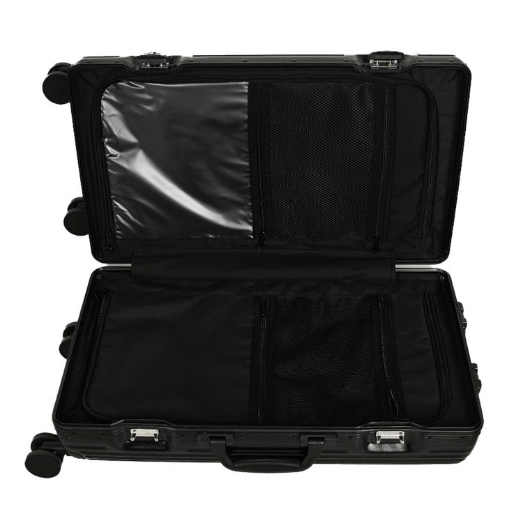 Levelo Oro 24" ABS Suitcase and Light Weight Travel Luggage, 360° Wheels Rotation, ABS+PC & Polyester Fabric, 100KG Weight Bearing, Integrated Silent Wheels - Black