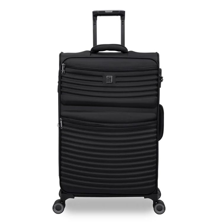 it luggage Precursor Unisex Lightweight Soft Case Trolley, Expandable Polyester Luggage with 8 Spinner Wheels, Telescopic Handle & TSA Lock - Medium / Black