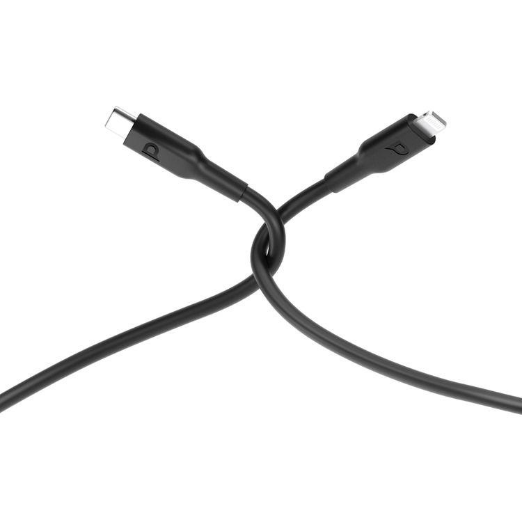 Powerology USB-C to Lightning Cable with 20W Power Delivery, 1.2m Cable Length, PVC Material, Universal Compatibility, Fast Data Sync & Charge - Black