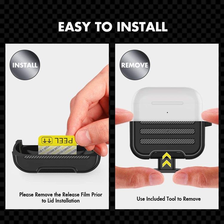 جراب قوي البنية من اهاستايل ايربودز برو غطاء واقٍ صلب من البولي يوريثان الحراري مقاوم للصدمات متوافق مع علبة شحن ايربودز برو - اسود