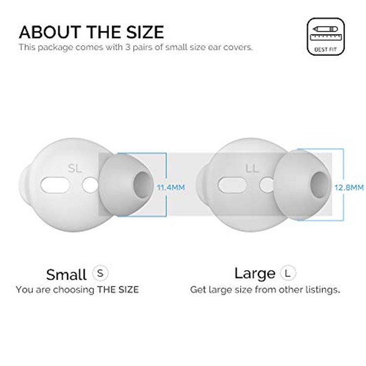 AhaStyle Silicone Cover for Airpods ( 3 Small Pairs ) - White