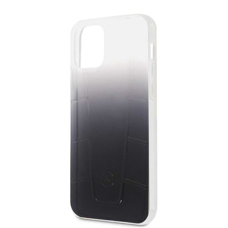 CG Mobile Mercedes-Benz Transparent Case Embossed 2 Compatible for iPhone 12 / 12 Pro (6.1") Shock & Scratch Resistant, Easy Access to All Ports - Black Gradiant