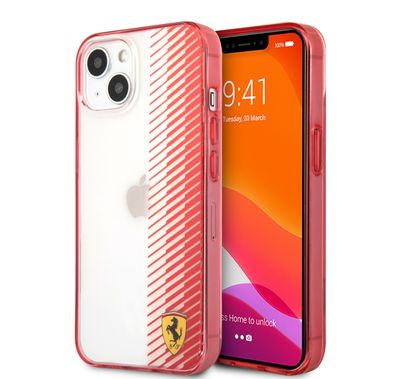CG MOBILE Ferrari Transparent Hard Case Gradient Print Logo Compatible for iPhone 13 Mini (5.4") Scratches Resistant, Easy Access to All Ports