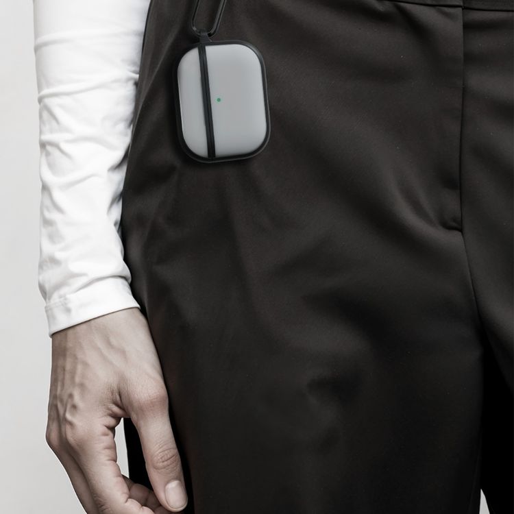 Green Lion Berlin Series Hybrid PC & TPU Protective Case for AirPods 3, Drop Protection, Scratch-Resistant, Wireless Charging Compatible, Carabiner Clip Included, 360° Full Protection, Protective Bumper Design - Gray