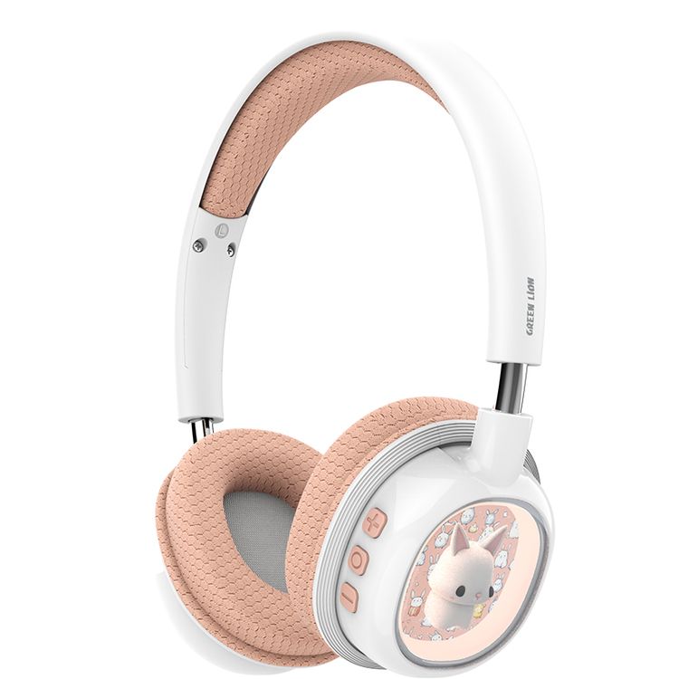 Green Lion GK-600 Kids Wireless Headphone with 20 Hours Play Time, Designed for Ages 3+, Versatile Playback, 85dB Safe Sound Limit, Built-in Microphone, LED Light Design, Soft Padded Cushions, Kid-Friendly Controls - Pink 