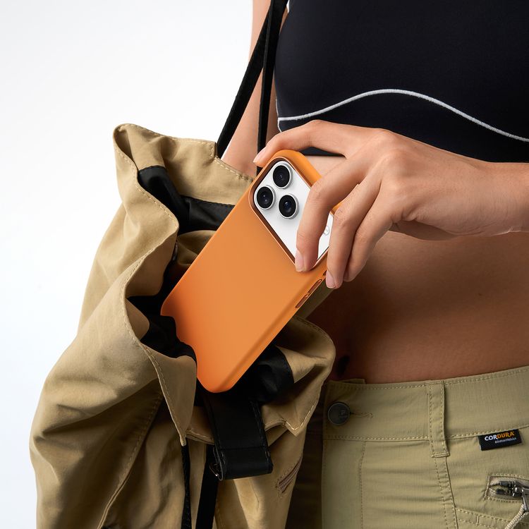 Levelo Iris MagSafe Liquid Silicone Case for iPhone 17 Pro Max, Strong Magnets, Drop-Tested, Aluminum Alloy Frame for Camera & Buttons, Shock-Resistant Bumper, Premium Silicone Grip - Orange