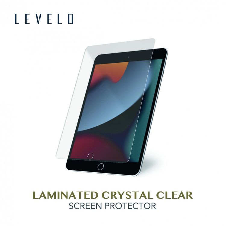 LEVELO Laminated Crystal Clear Tempered Glass Screen Protector Compatible for iPad 9th/8th/7th Gen 10.2" (2021 & 2020) Sensitive Touch, Anti-Scratch, Shock Absorption Protector - Clear