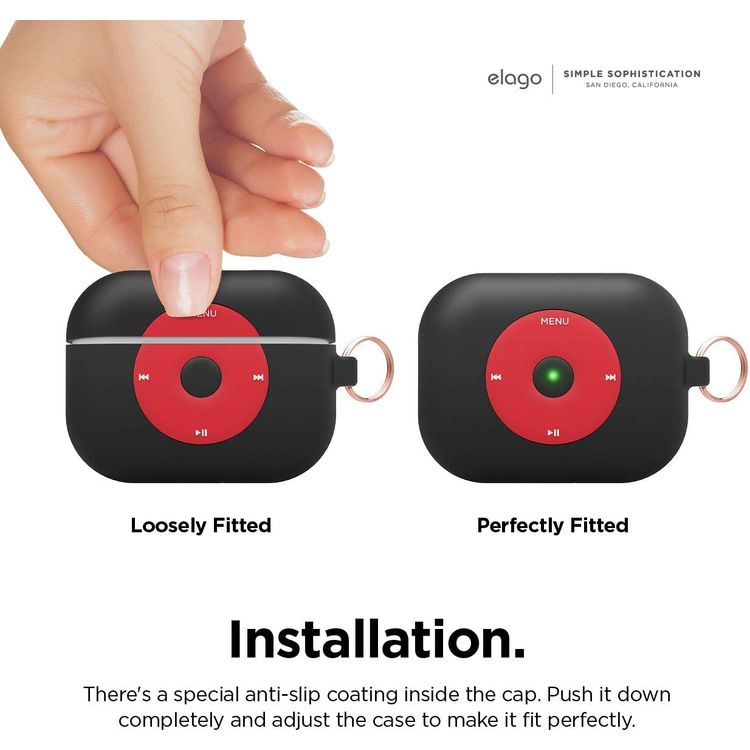 Elago AW6 Hang Case Compatible for AirPods Pro, Old School Music Player Design, Scratch Resistant, Shock Absorption, Drop Protection, & Dustproof Protective Silicone Cover