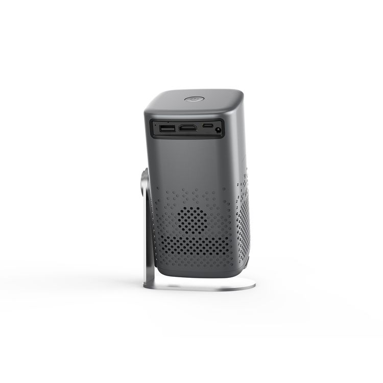 Porodo Lifestyle Gobo Portable Air Projector with Adjustable Screen Size, 2 Hours Playtime, 150 ANSI Lumens, 35” – 150” Adjustable Screen Size, Over Temperature Protection, Media Player, Air Projection, 1080P Full HD, 2 Hours Working Time - Gray