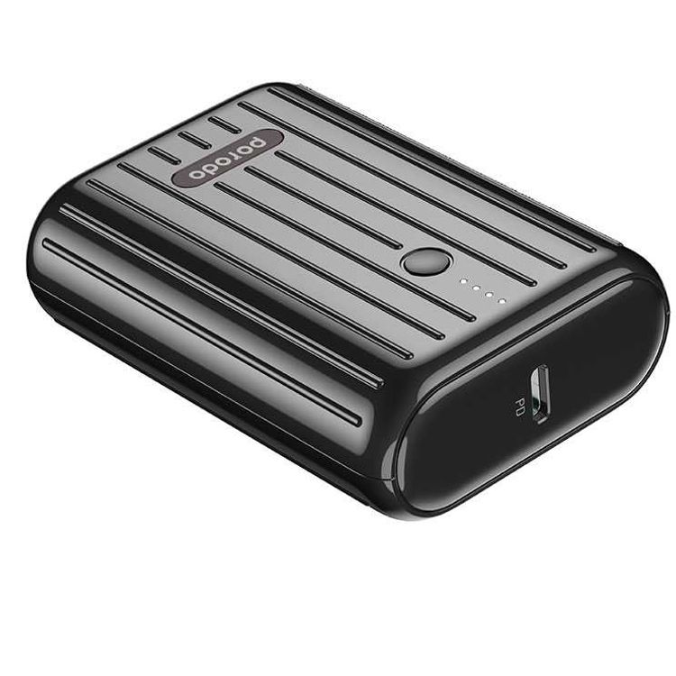 Porodo Power Bank 10000mAh QC3.0 with PD 20W, Dual Output, 3.5H Charging Time, Unique Design, Portable, Fast Charging  - Black