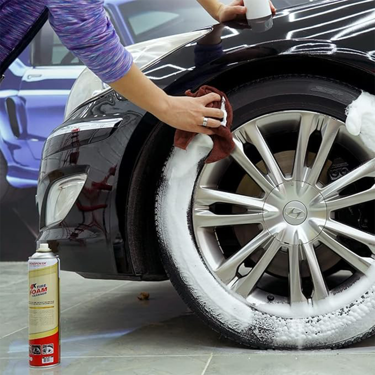 ROADPOWER 4X Tire Foam Cleaner, 650ML, 1PCS, Removes Brake Dust, Dirt & Grime, Enhances Tire Shine, Safe on Most Wheels, 2-in-1 Foaming Spray Formula