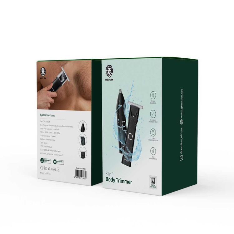 Green Lion 3 in 1 Body Trimmer 1200mAh  - Black