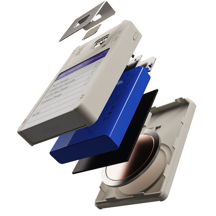 Powerology Floppydisk Retro 10000mAh MagSafe Powerbank with OLED Display Screen, Multi-Protocol Fast Charging, Universal Compatibility, 64GB Storage Capacity, High-Speed Data Storage, Fire-Resistant PC Material - White