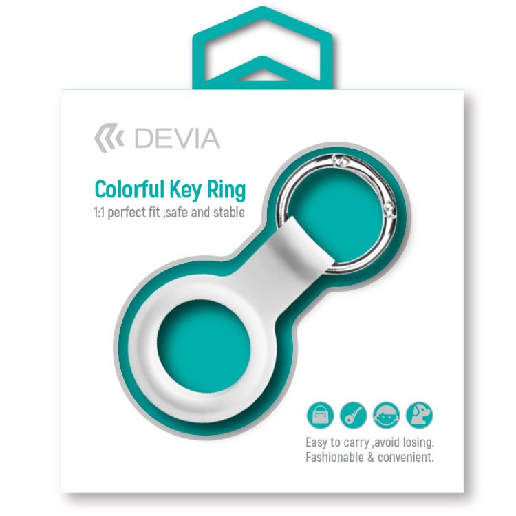 Devia Silicone Case with Key Ring Compatible with AirTag, Anti-Scratch Case, Protective Skin Cover, Easy to Carry Anti-Lost Holder Suitable for AirTag Bluetooth Tracker White