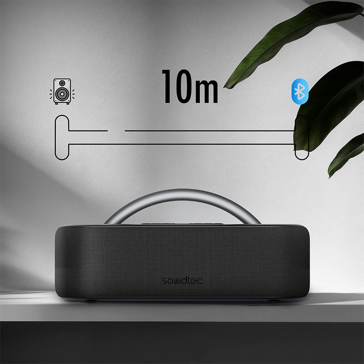 Porodo Soundtec Galactic Star Light Portable Speaker with Powerful Bass, Hands-Free Calls, Multi-Function Buttons, Karaoke, Zoom Life APP, USB Playback, 4400mAh Battery Capacity - Black