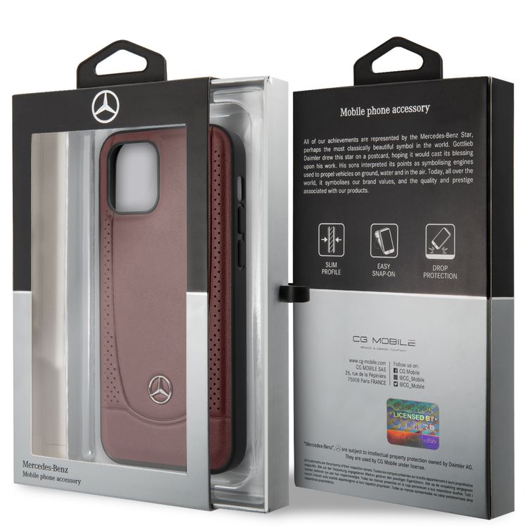 CG MOBILE Mercedes-Benz Leather Urban Hard Case Compatible for iPhone 12 Pro Max (6.7") Shock Resistant, Scratches Resistant, Easy Access to All Ports