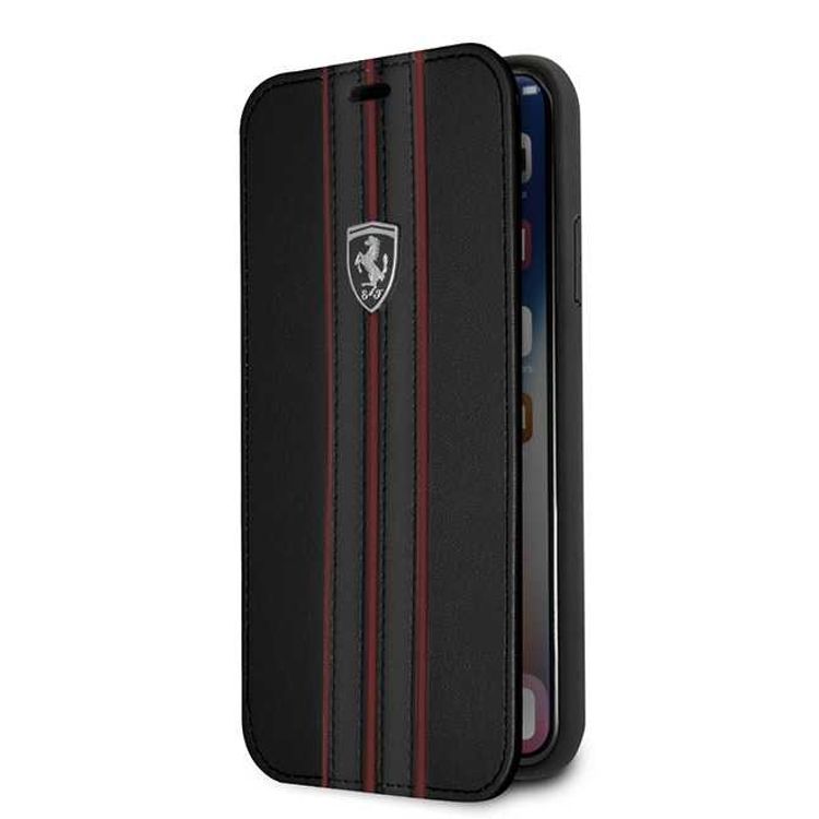 CG MOBILE Ferrari Urban Off Track Leather Book Type Case for iPhone X - Black