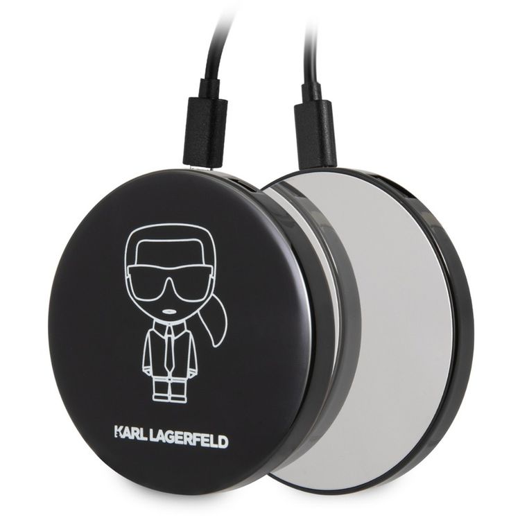 Karl Lagerfeld Bundle Ikonik Silicone Airpods Pro Case, high quality silicone,  fits perfectly + Mirror Powerbank 2000mAh, Li-polymer Battery - Black