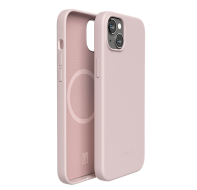 Levelo Iris Magsafe Compatibility Liquid Silicone Case for iPhone 14 Plus, Magsafe Compatible, Camera lens Protection, Shock-Proof Edges - Pink