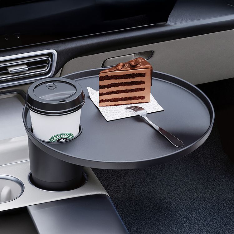 Green Lion Travel Tray Car Cup Holder with Durable Construction, Easy Installation, Anti-Slip Mat, Detachable Design, Easy to Clean, Adjustable Base, Universal Car Fit, Anti-Shake Cup Holder, 360° Rotation, 2kg Maximum Weight Capacity - Black