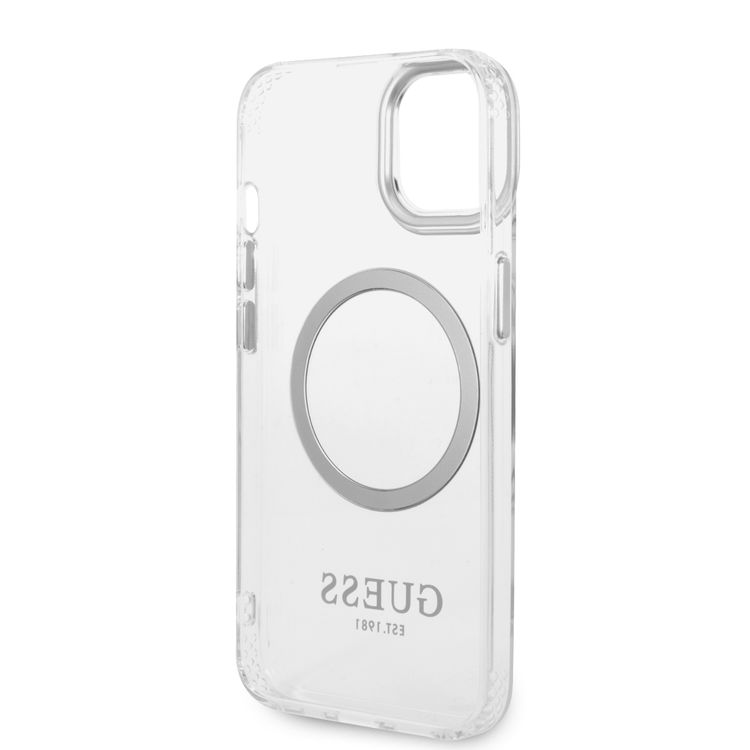 Guess Magsafe Compatibility Transparent Outline iPhone 14 Plus Compatibility - Silver