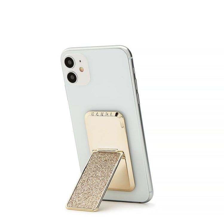 Handl Smoothe Glitter Mobile Stand Phone Grip with Popl - Champagne Gold
