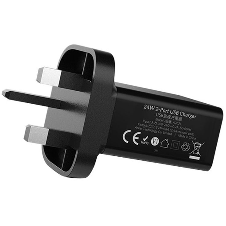 Anker 24w 2-port USB Wall Charger and Micro USB BK