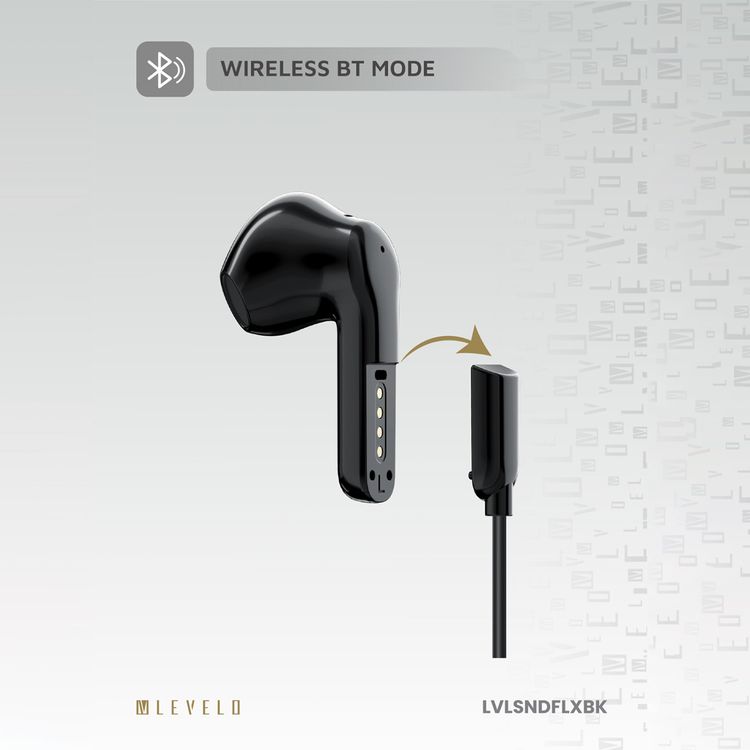 Levelo 2-in-1 TWS & Wired Earphones with Environment Noise Reduction, Up to 4 Hours Play Time with Bluetooth Mode, 12mm Speaker Unit, Smart Sleep Mode, Ergonomic Design, Touch Control, Clear Audio - Black