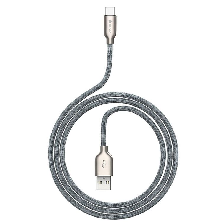 Devia Storm Series Zinc Alloy Braided Type-C Cable 1M 2.1A - Silver