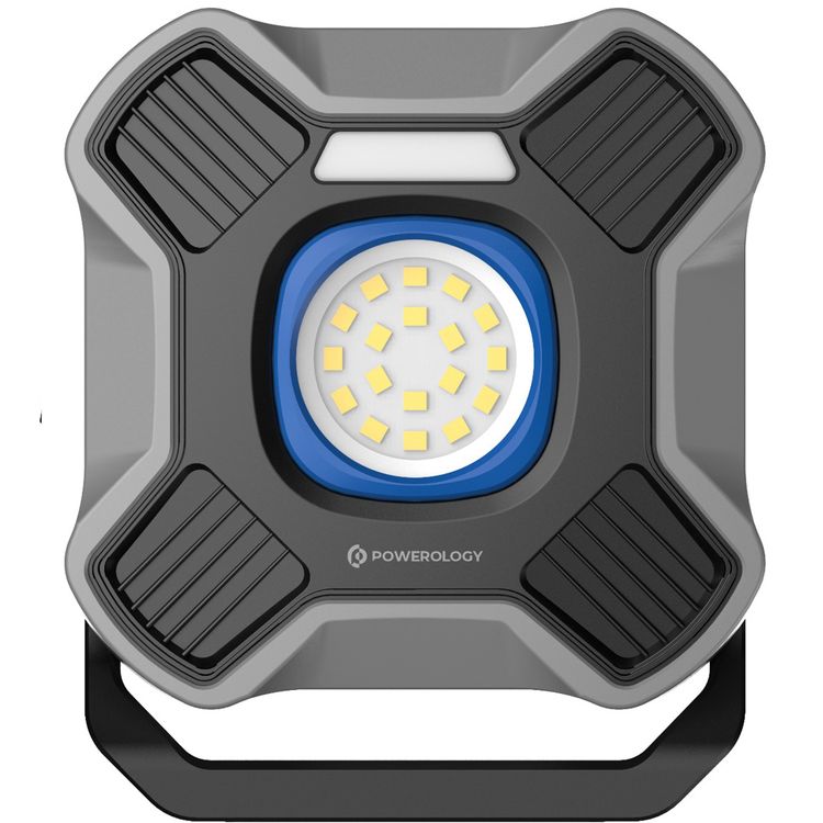 Powerology Brillite 3600mAh Work Light with 360° Rotatable Stand, 3600mAh Battery, Aluminum Alloy & ABS Material, 2000 Lumens Brightness, Dual Hooks & Tripod Mount, Dual Light Modes, USB-C Charging Port, Up to 20 Hours Working Time - Black