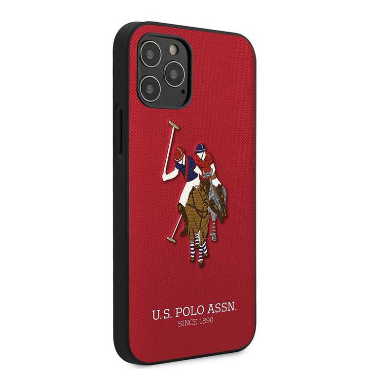 CG Mobile U.S. Polo Assn. PU Hard Case Polo Embroidery for iPhone 12 Pro Max (6.7") Shock & Drop Protection Suitable with Wireless Chargers Officially Licensed - Red